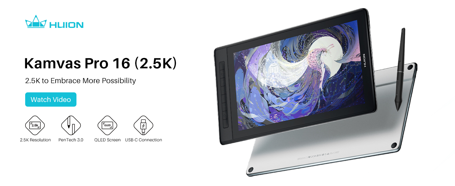 Amazon.com: HUION KAMVAS Pro 16 2.5K QHD Drawing Tablet with